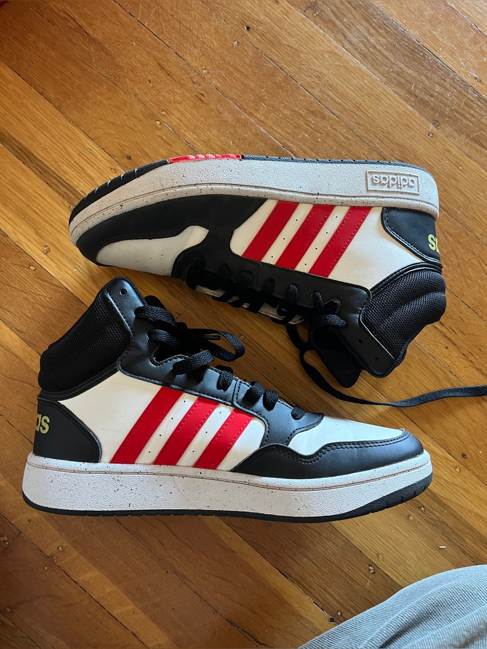 Adidas Hoops Mid 3.0 basketball sneakers white, red, black colorway 6 2022 clean